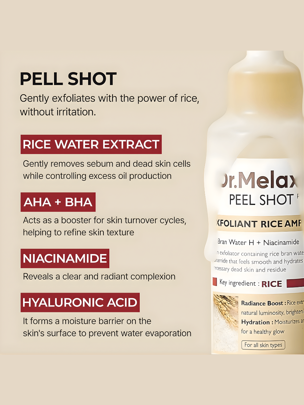 Dr.Melaxin Peel Shot Exfoliant White Rice Ampoule